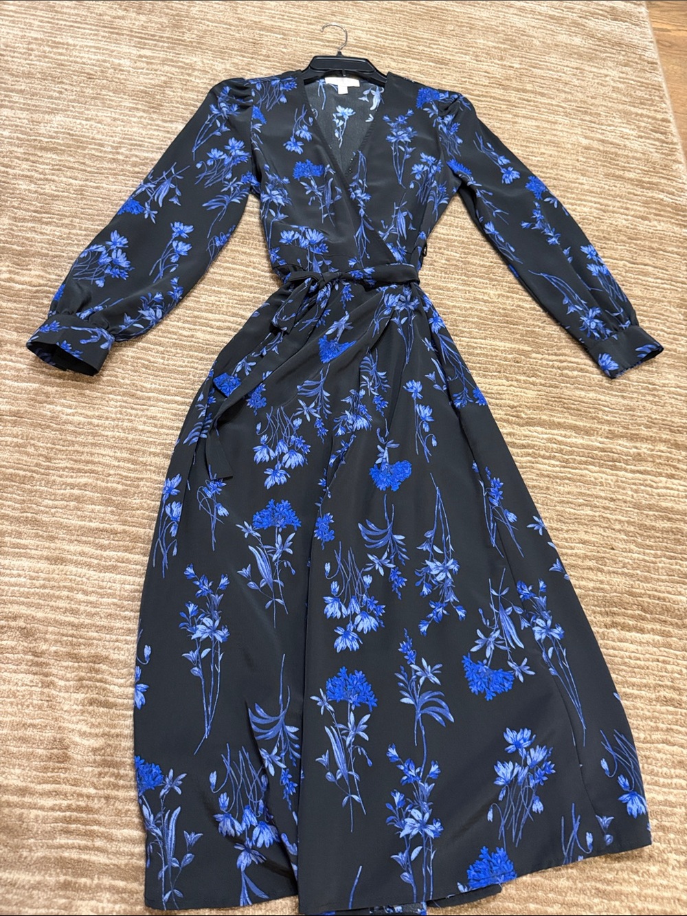 Chelsea28 Black Maxi Dress with Blue Floral Print